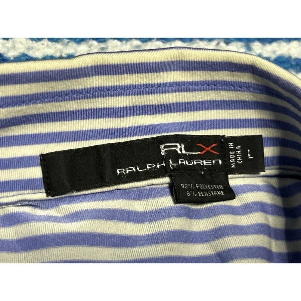 Ralph Lauren RLX Trump National Charlotte Men's Large Golf Polo Purple Stripe